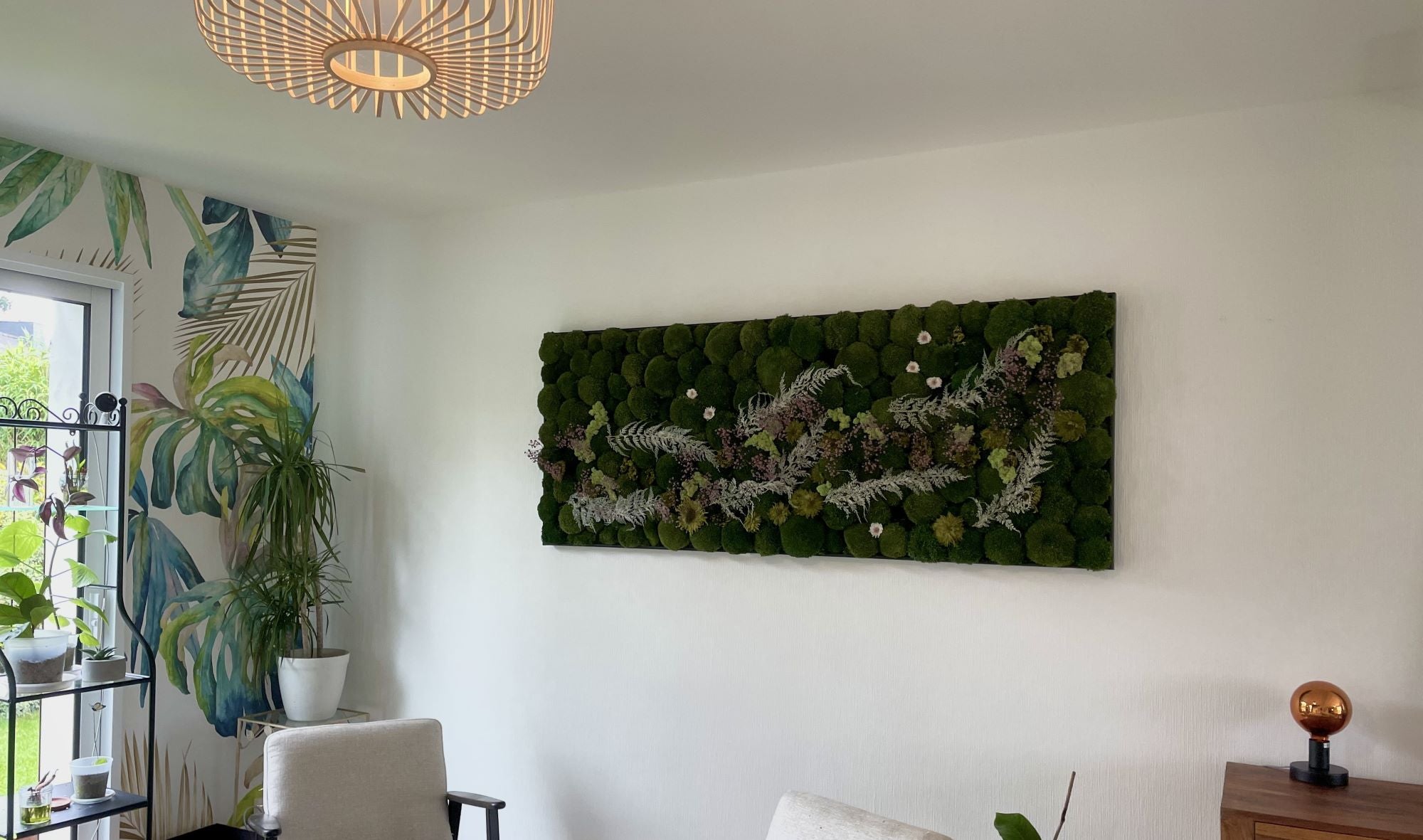 Tableau végétal sur mesure, accroché au mur, plantes stabilisés, Lichen&CO