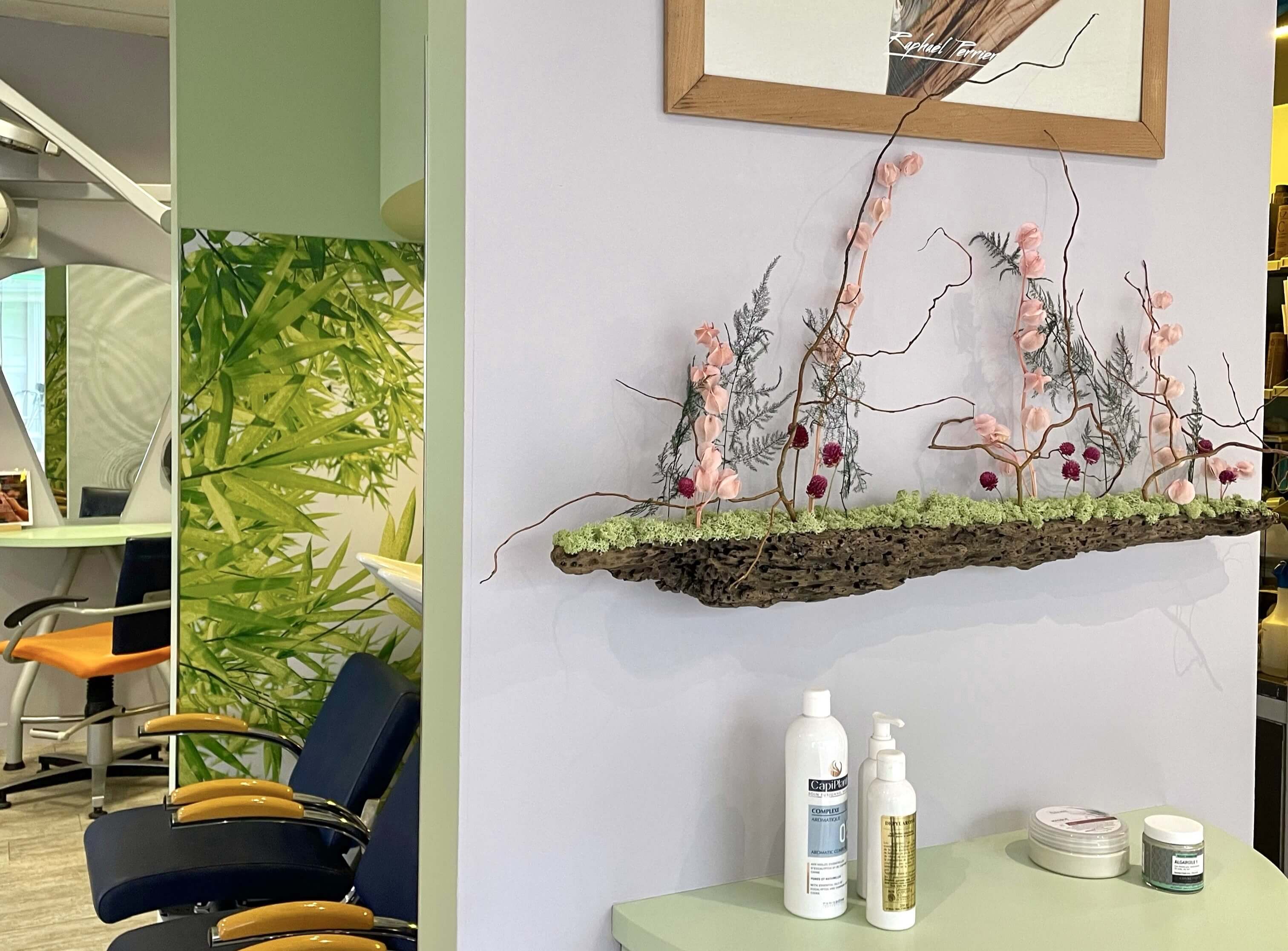 composition florale azuria coiffure paysage